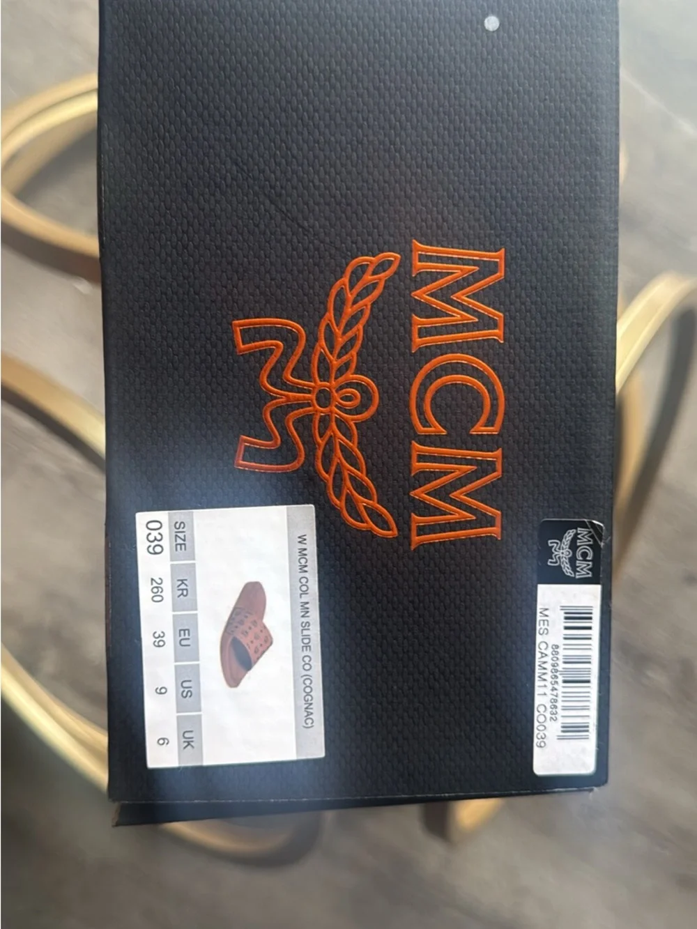 MCM Women’s Cognac Brown Logo-Perforated Slide Sandals